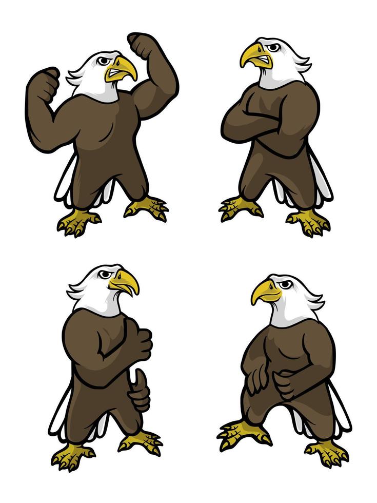 a collection of eagles with unique and adorable poses vector