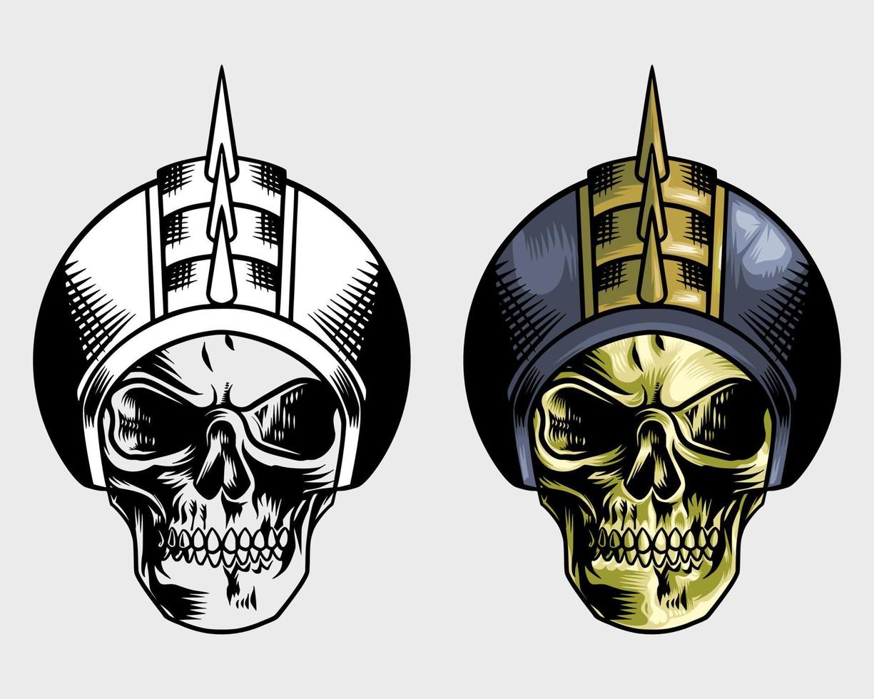 skull with cool punk helmet vector