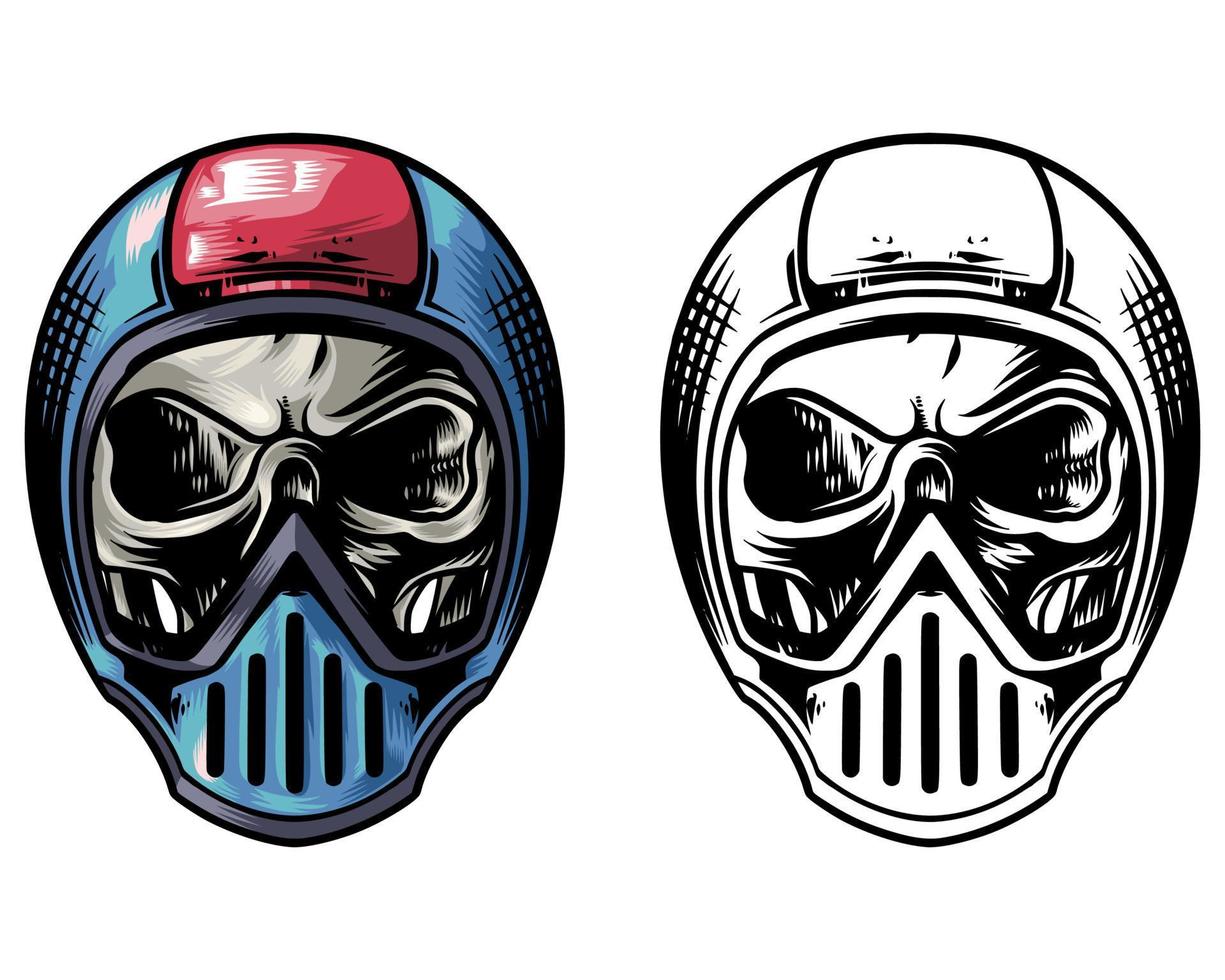 casco de calavera único azul fresco vector