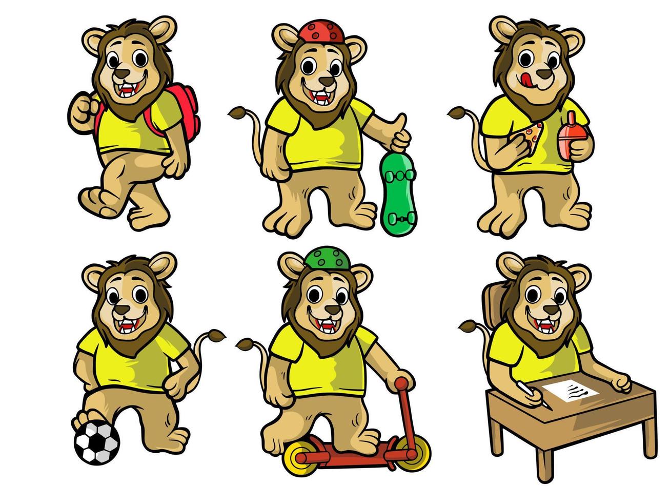 a collection of cute and adorable lion poses vector