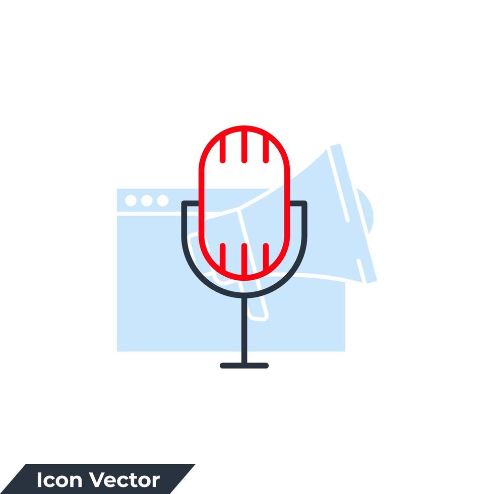 podcast icon logo vector illustration. Microphone symbol template for graphic and web design collection