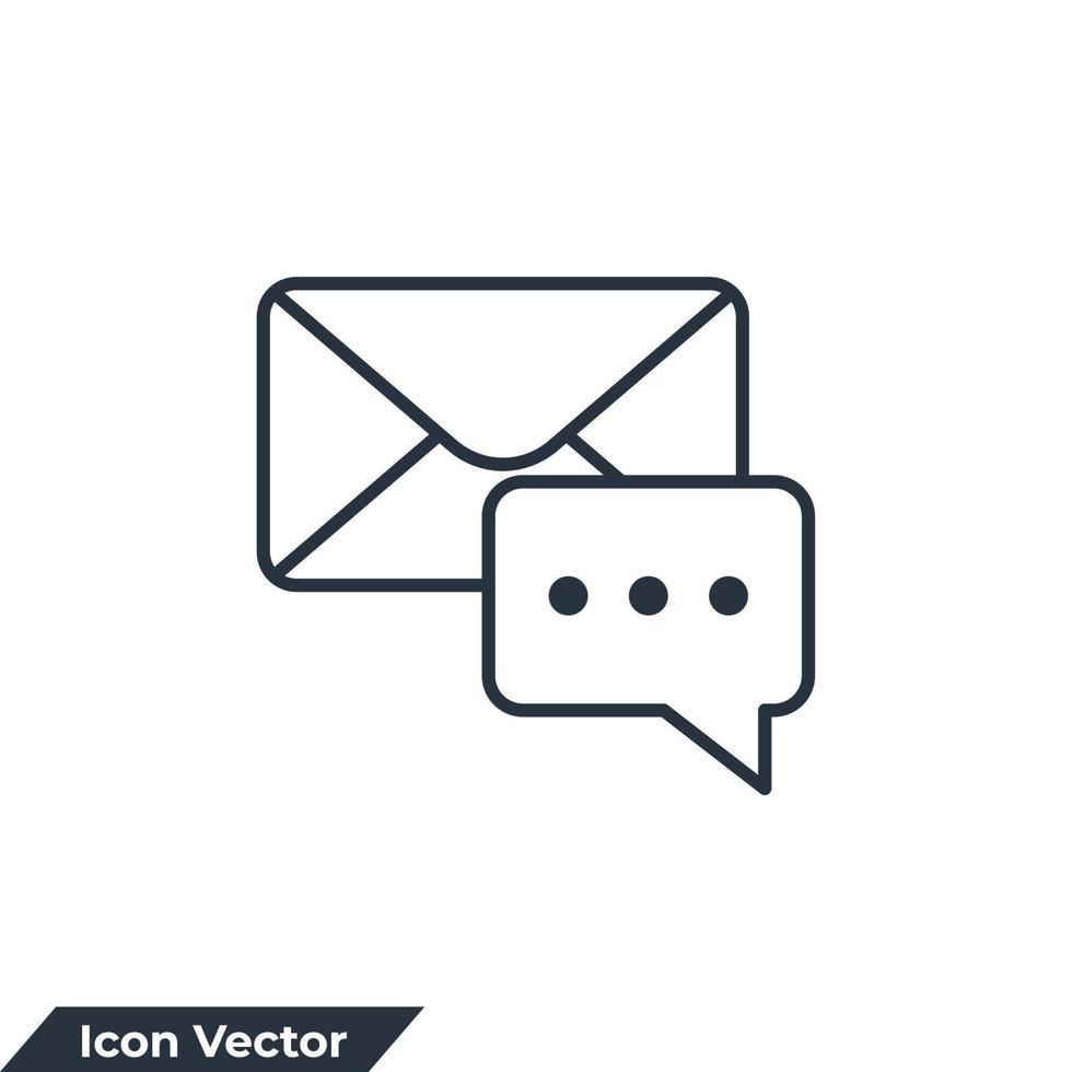 Ilustración de vector de logotipo de icono de mensaje. plantilla de símbolo de chat de burbuja y sobre para la colección de diseño gráfico y web
