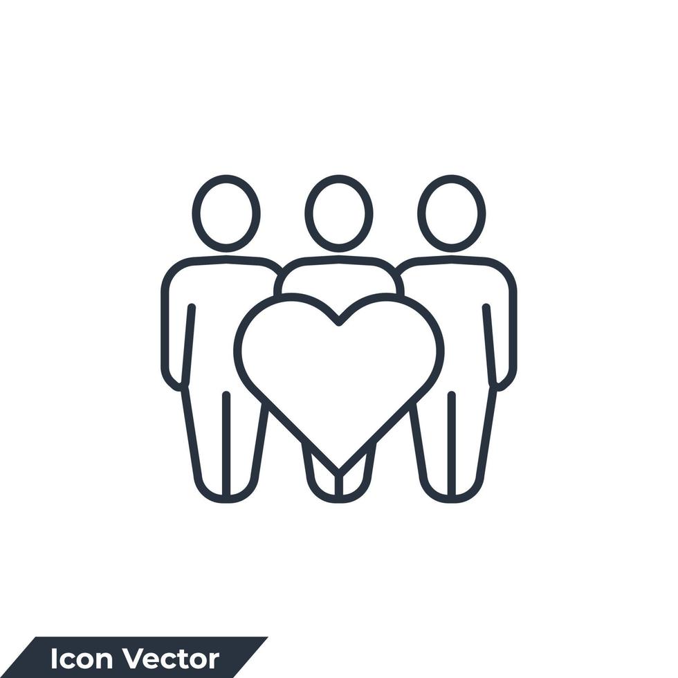 community icon logo vector illustration. people and hearth symbol template for graphic and web design collection