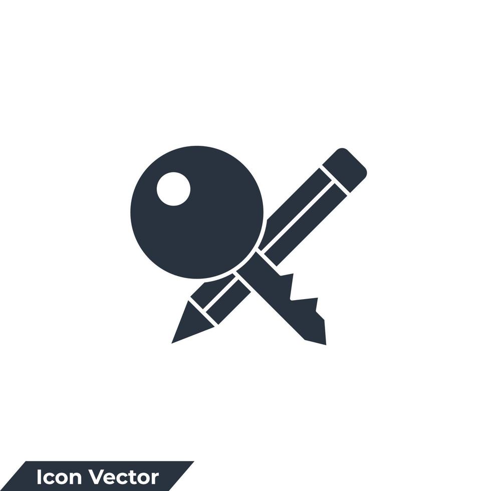 keywords icon logo vector illustration. key and pencil symbol template for graphic and web design collection