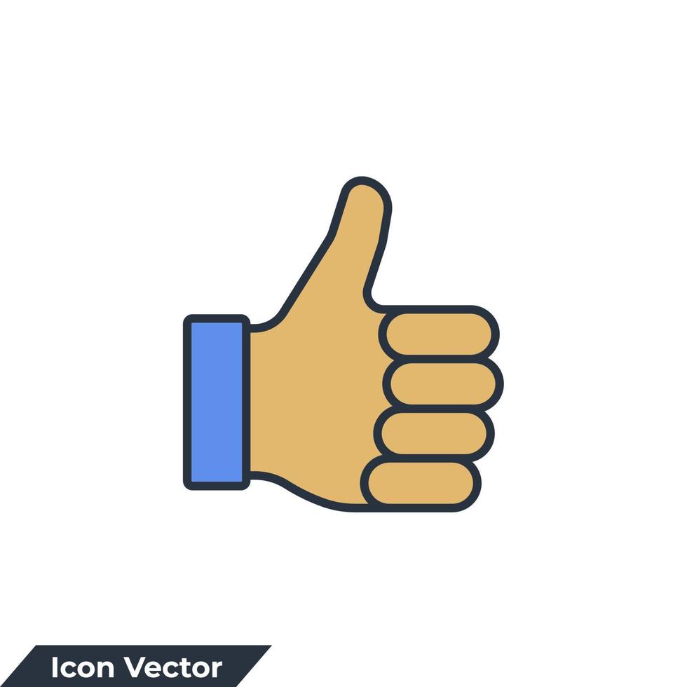 Ilustración de vector de logotipo de icono de pulgar hacia arriba. como plantilla de símbolo para la colección de diseño gráfico y web