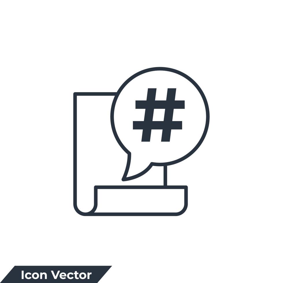 ilustración de vector de logotipo de icono de hashtag. hashtag en el chat de burbujas en la plantilla de símbolo de documento para la colección de diseño gráfico y web