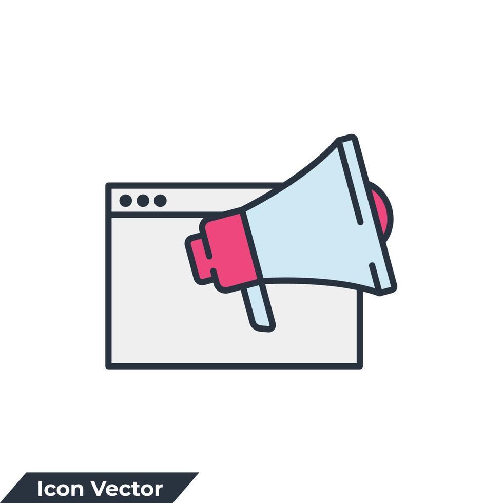 Ilustración de vector de logotipo de icono de anuncio. plantilla de símbolo de contenido de noticias para la colección de diseño gráfico y web