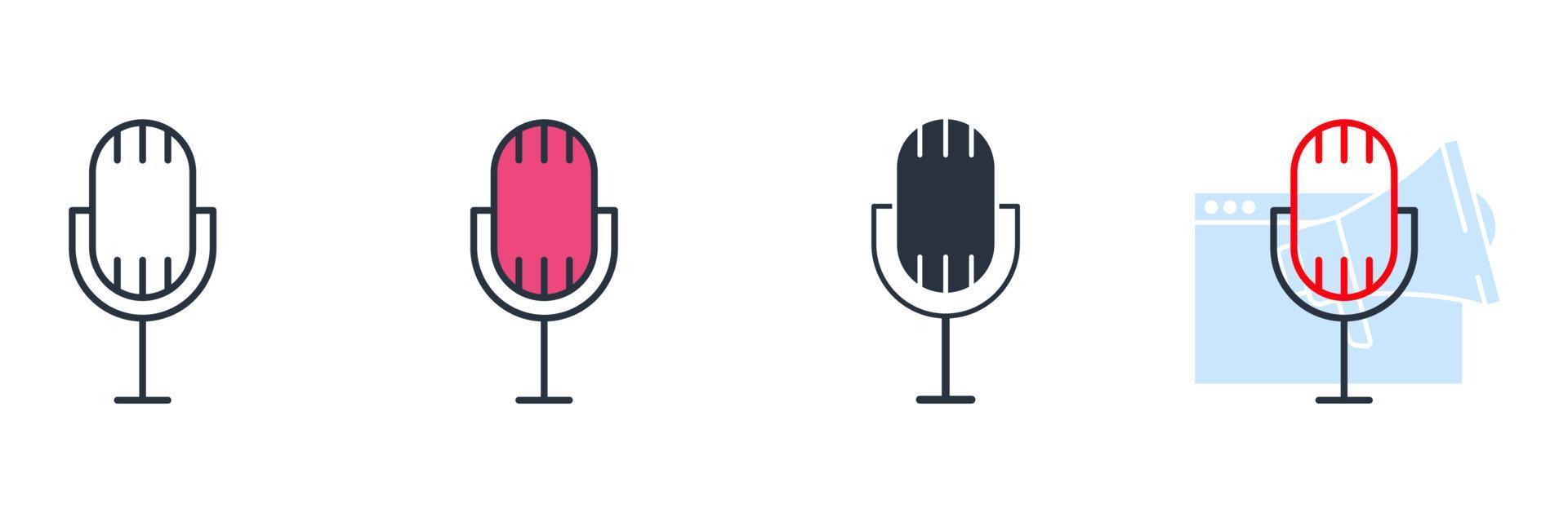 podcast icon logo vector illustration. Microphone symbol template for graphic and web design collection