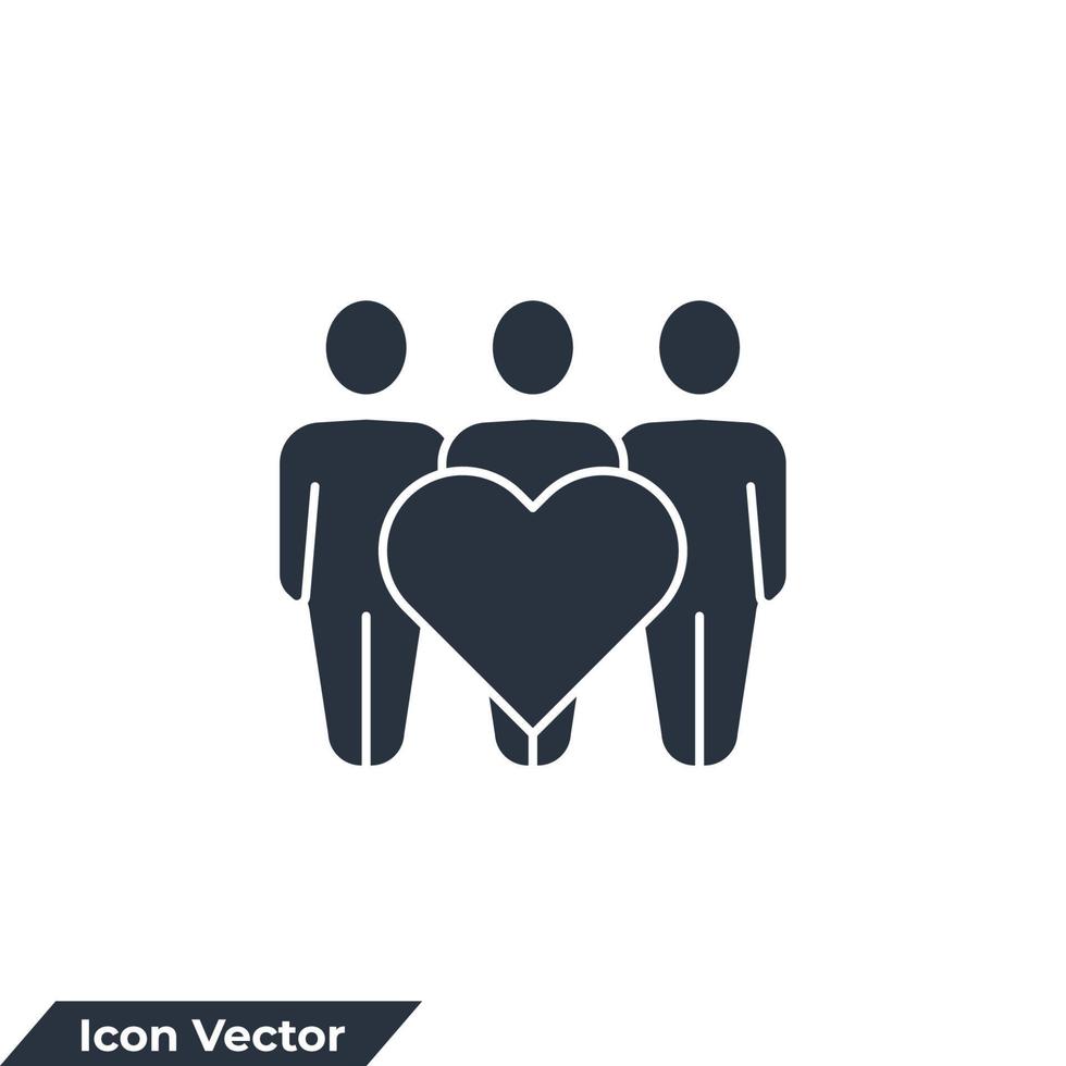 community icon logo vector illustration. people and hearth symbol template for graphic and web design collection