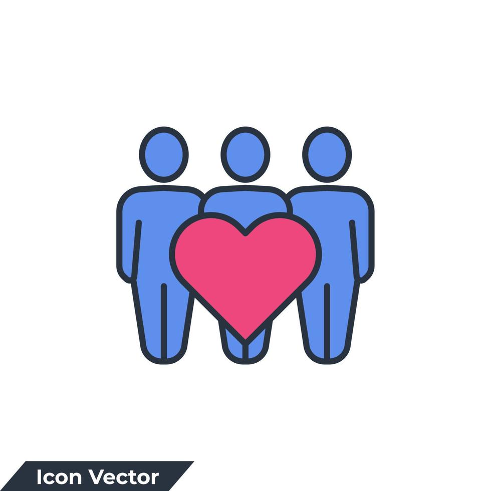 community icon logo vector illustration. people and hearth symbol template for graphic and web design collection