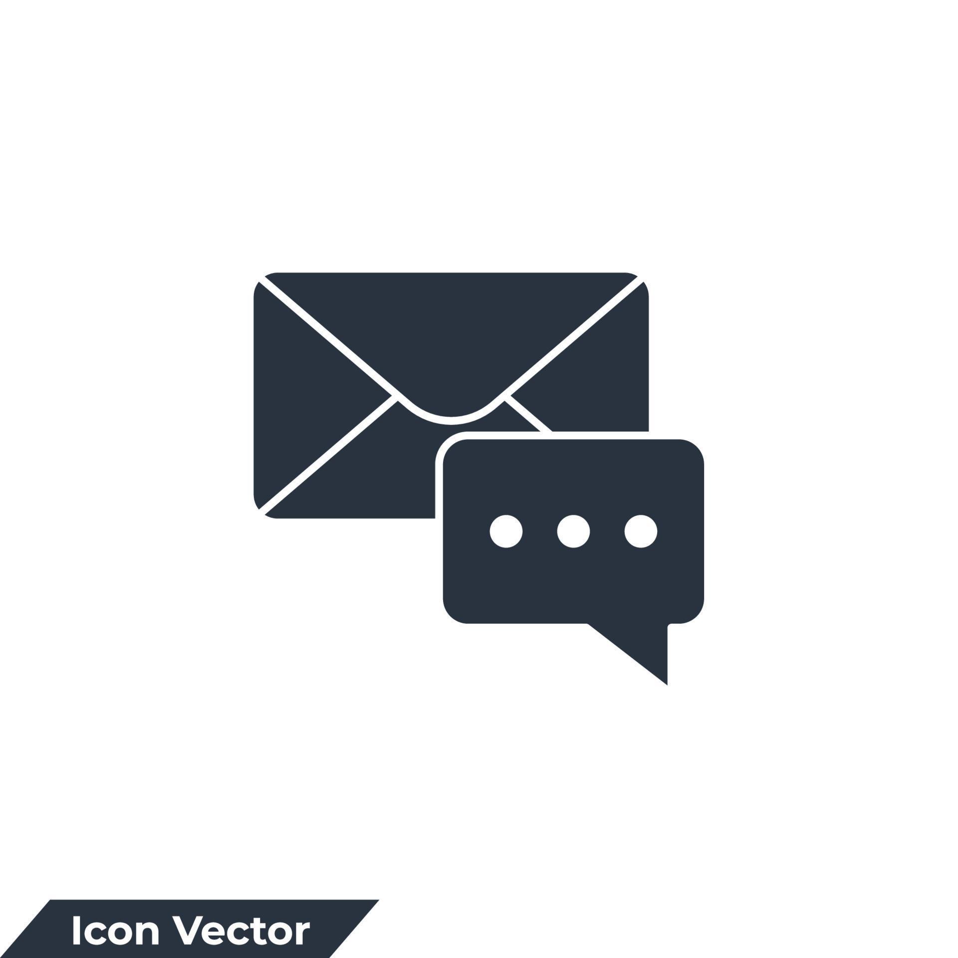 message icon logo vector illustration. Envelope and bubble chat symbol ...
