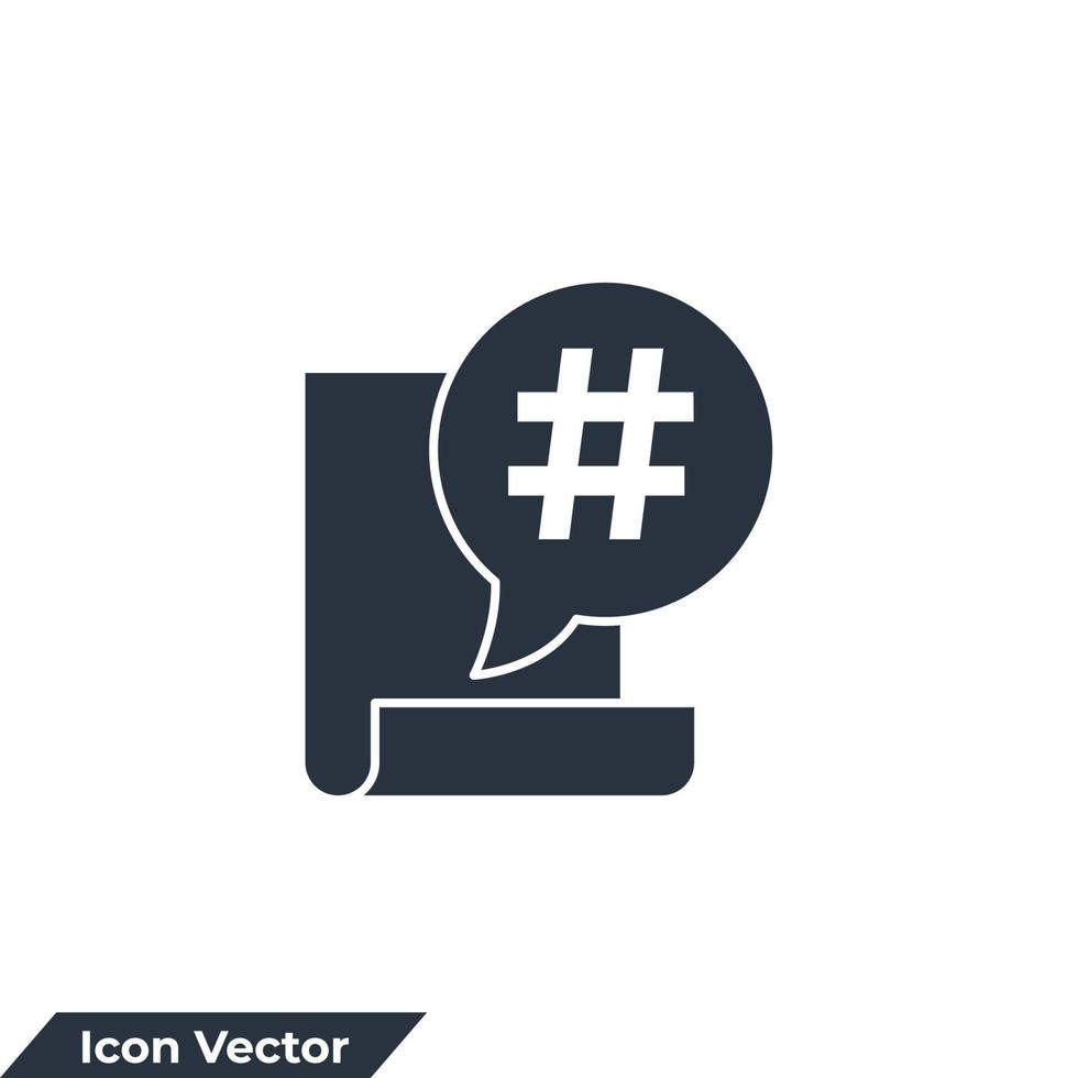 ilustración de vector de logotipo de icono de hashtag. hashtag en el chat de burbujas en la plantilla de símbolo de documento para la colección de diseño gráfico y web