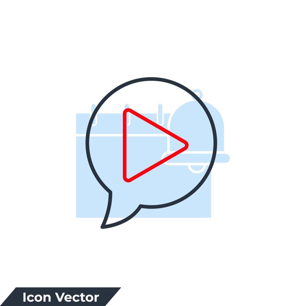 video icon logo vector illustration. play video on bubble chat symbol template for graphic and web design collection