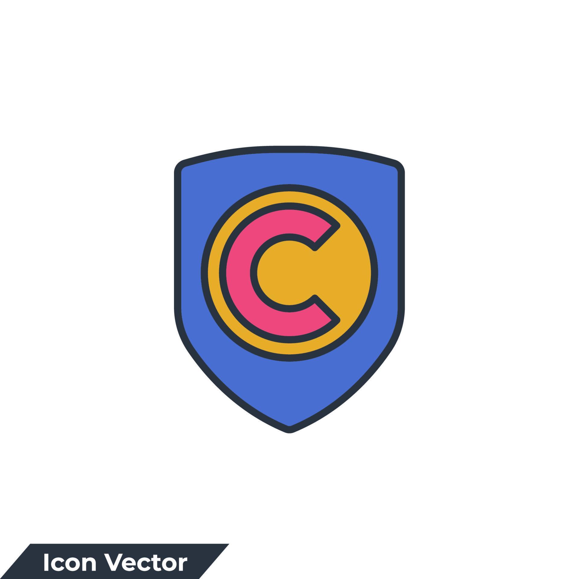 copyright icon logo vector illustration. copyright on shield symbol