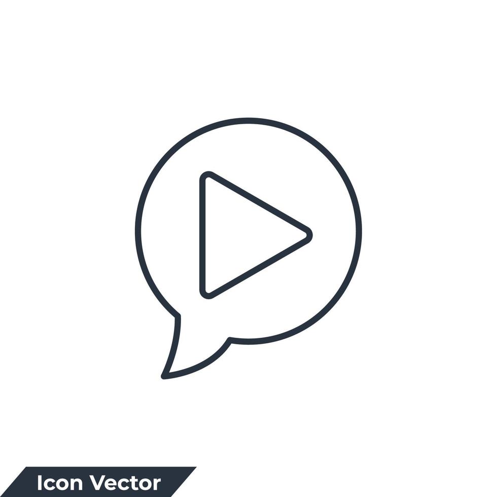 ilustración vectorial del logotipo del icono de vídeo. reproducir video en la plantilla de símbolo de chat de burbuja para la colección de diseño gráfico y web vector