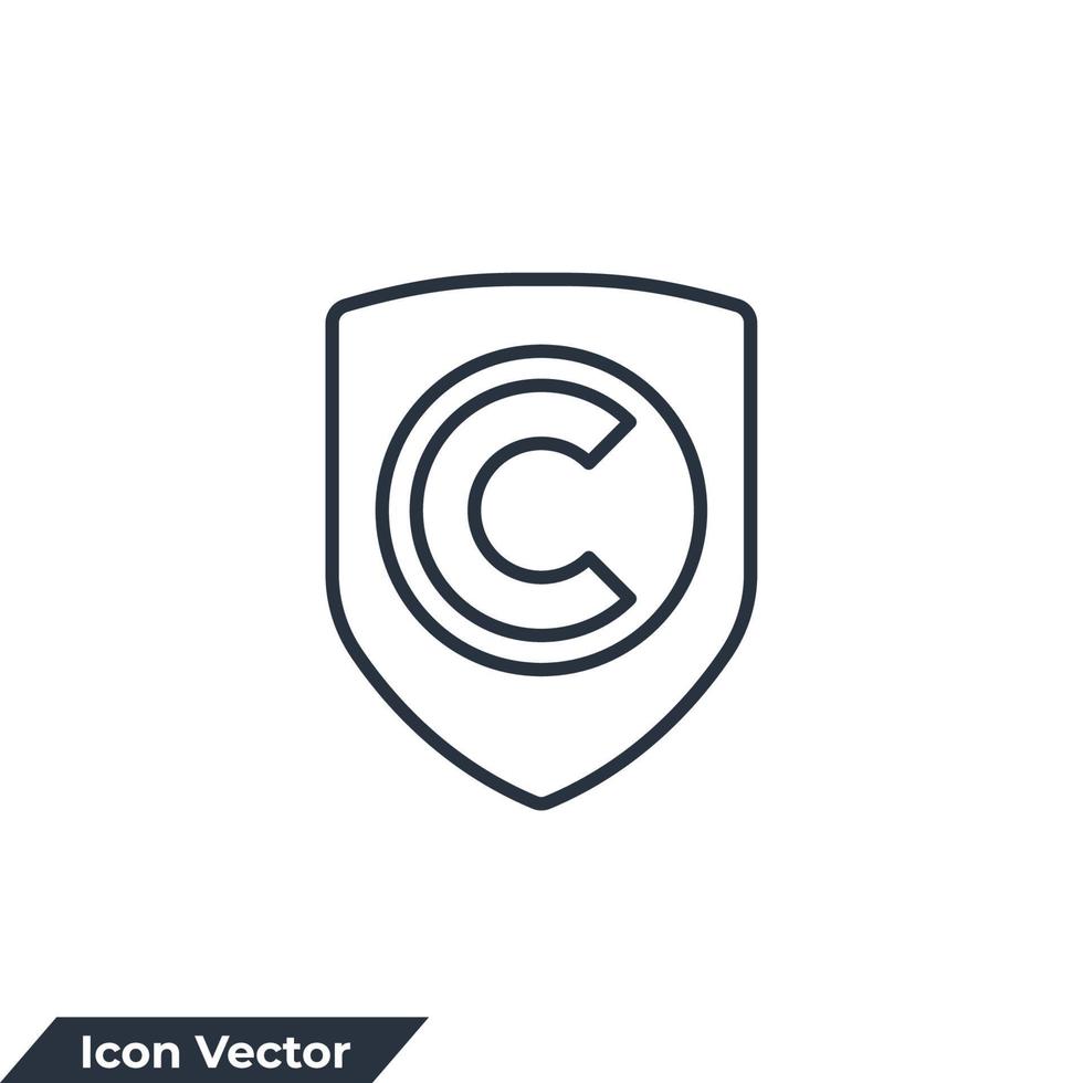 ilustración vectorial del logotipo del icono de copyright. derechos de autor en la plantilla de símbolo de escudo para la colección de diseño gráfico y web vector