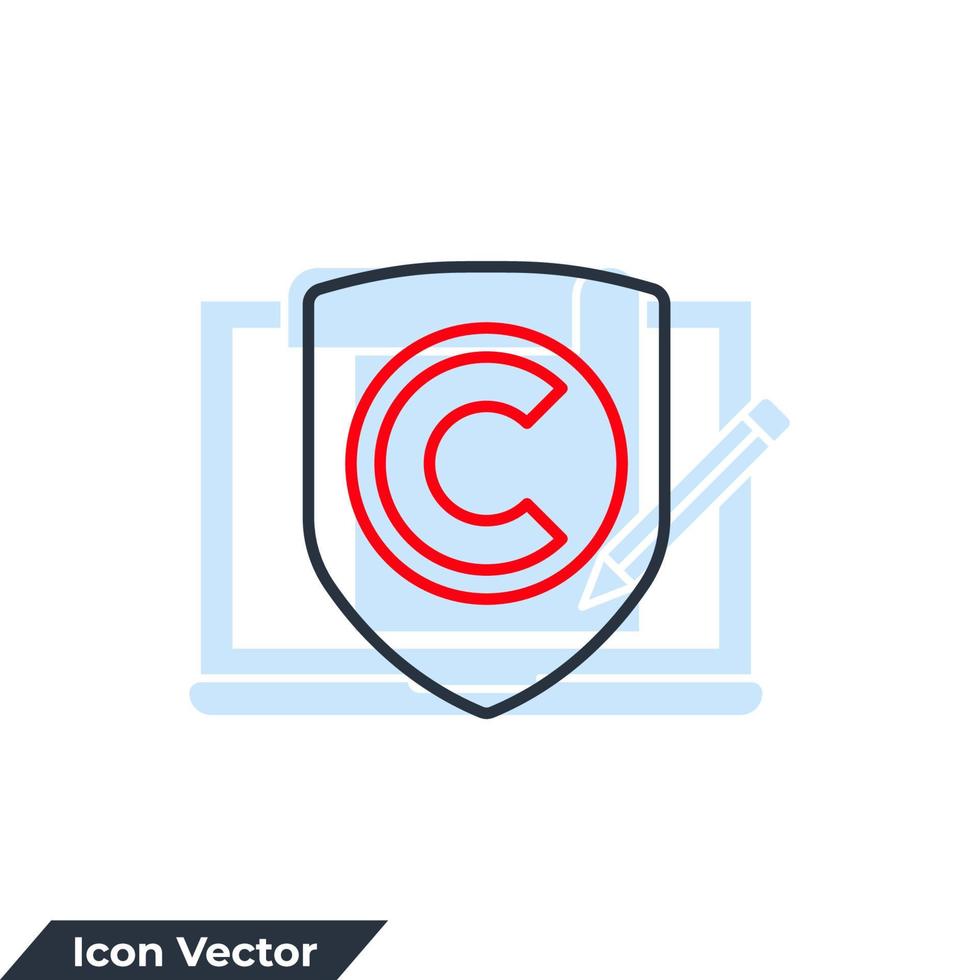 copyright icon logo vector illustration. copyright on shield symbol