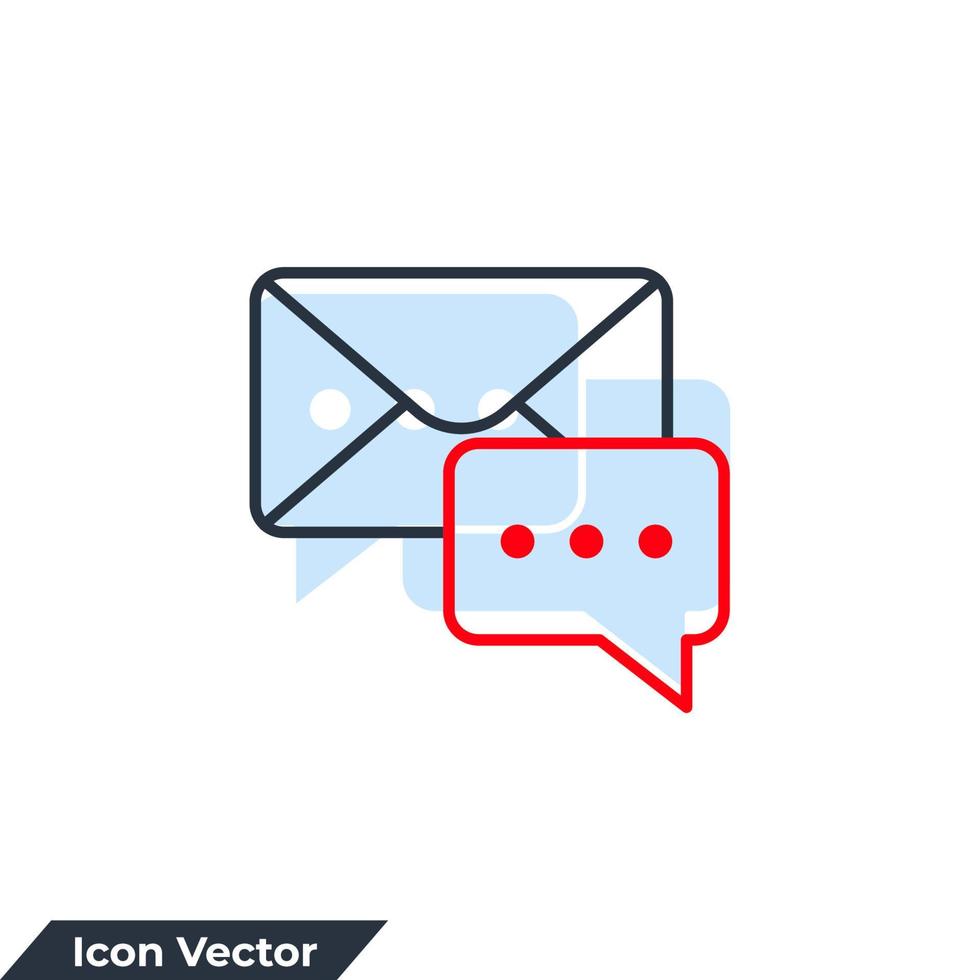 Ilustración de vector de logotipo de icono de mensaje. plantilla de símbolo de chat de burbuja y sobre para la colección de diseño gráfico y web