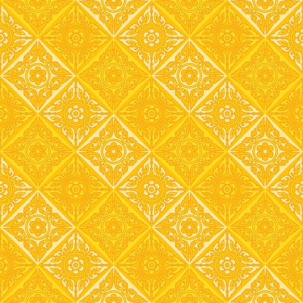 thai yellow gold filigree decoration seamless pattern Gift Wrap background wallpaper vector