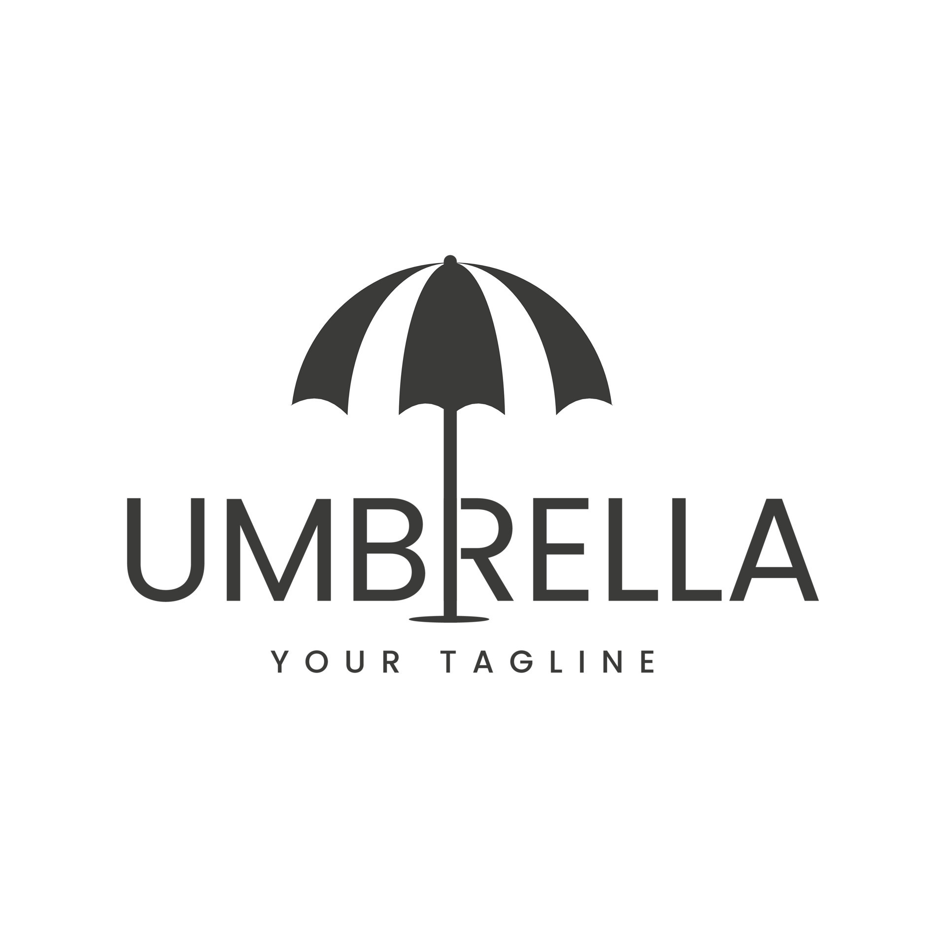 Logo illustration simple umbrella word sign R, design template, symbol
