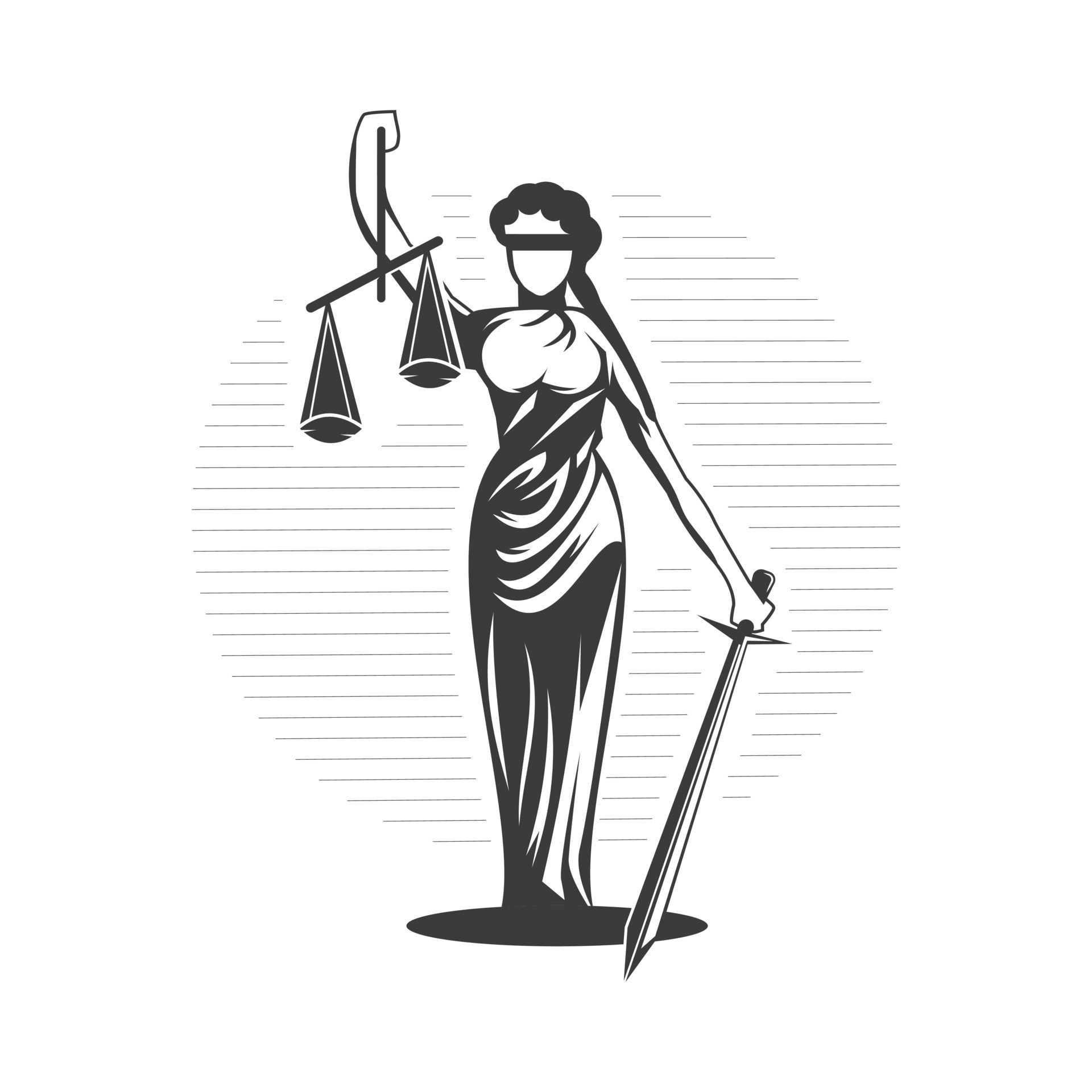 Woman justice illustration Justice symbol design Woman holding scales