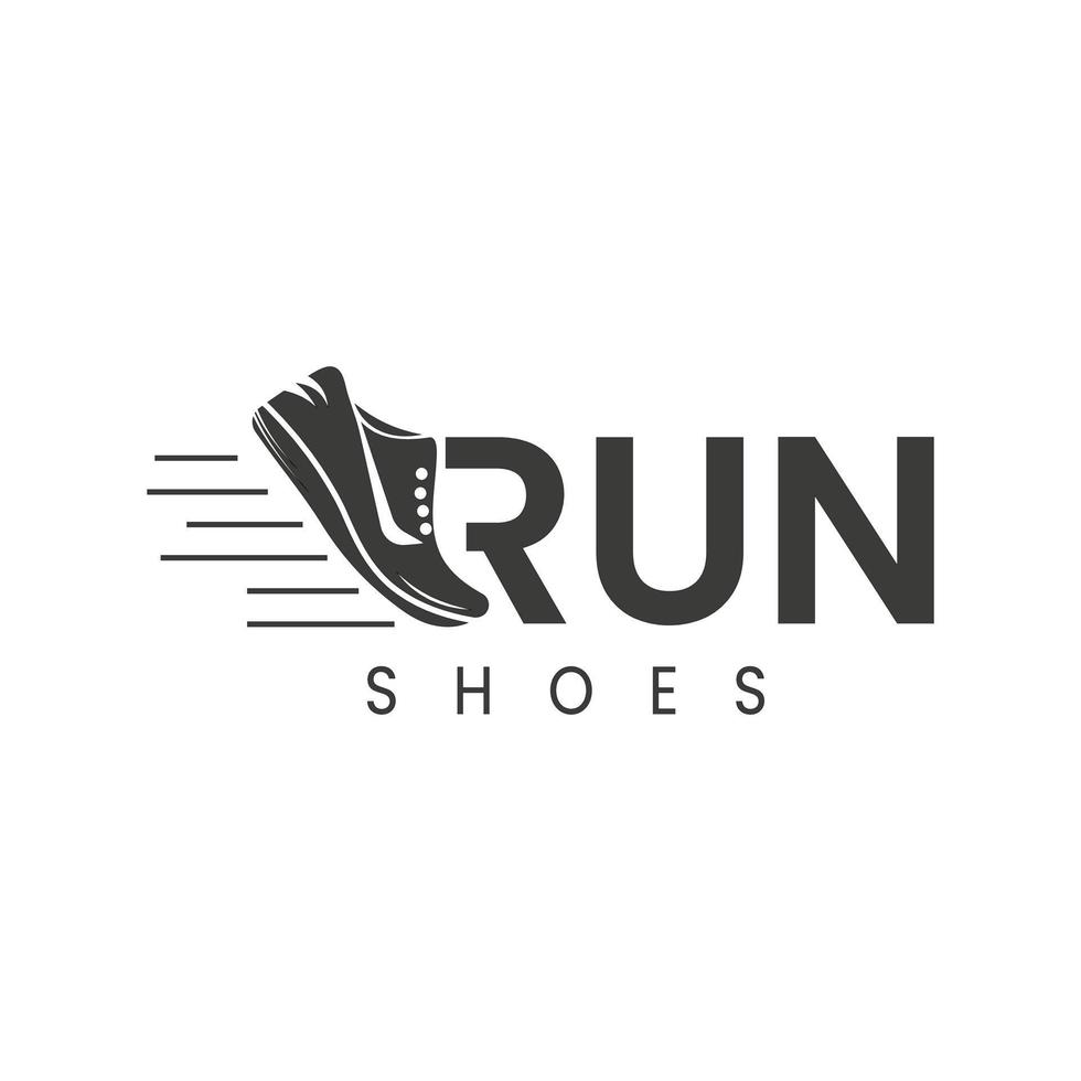 Creative word sign illustration logo, R to run shoe icon logo template. vector