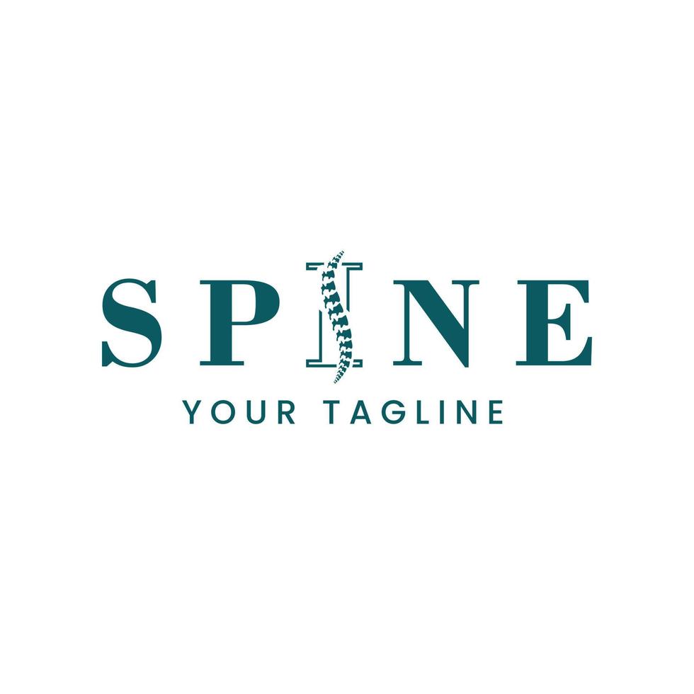 Spine word sign logo on letter I, symbol, icon, design template.medical logo vector