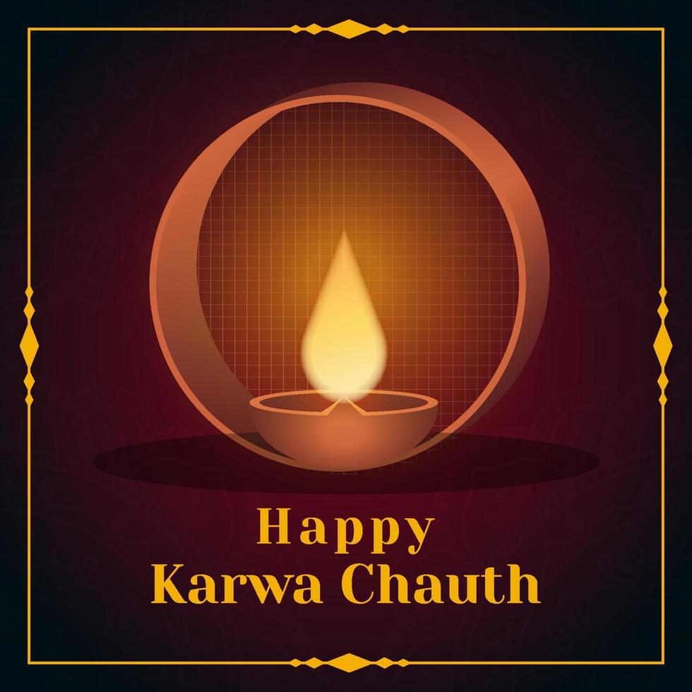 happy karwa chauth greeting card illustration vector