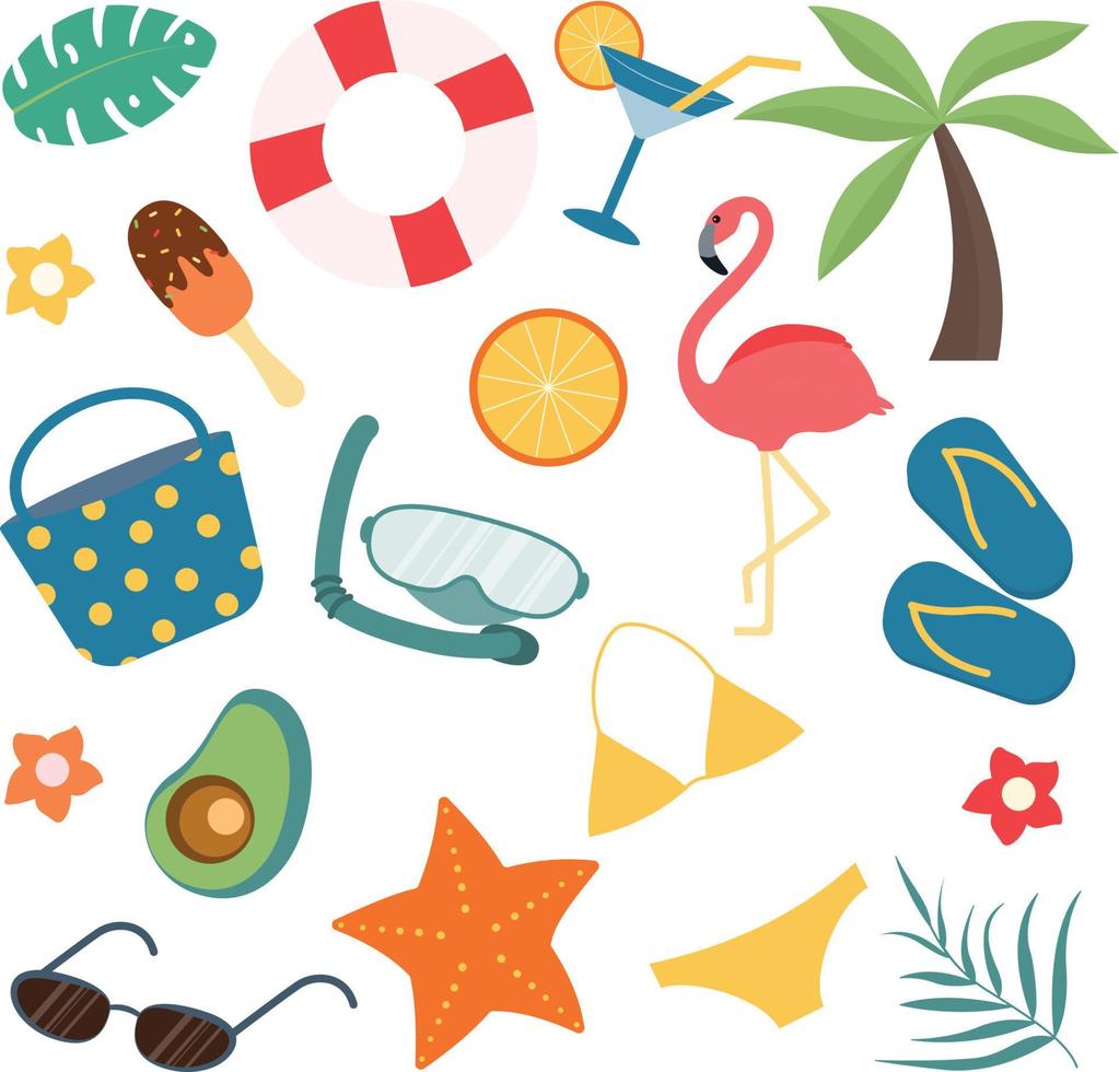 summer accessories collection vector