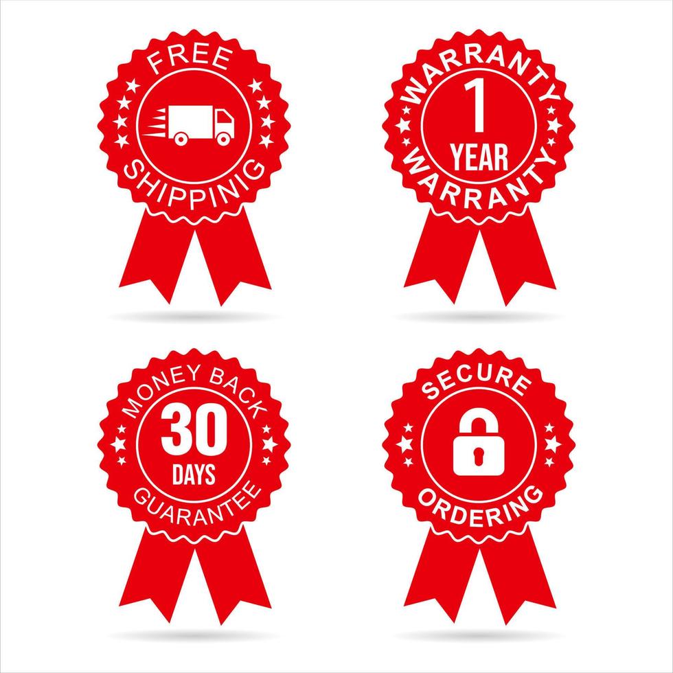 Shopping badge of free shipping warranty money back and satisfaction vector