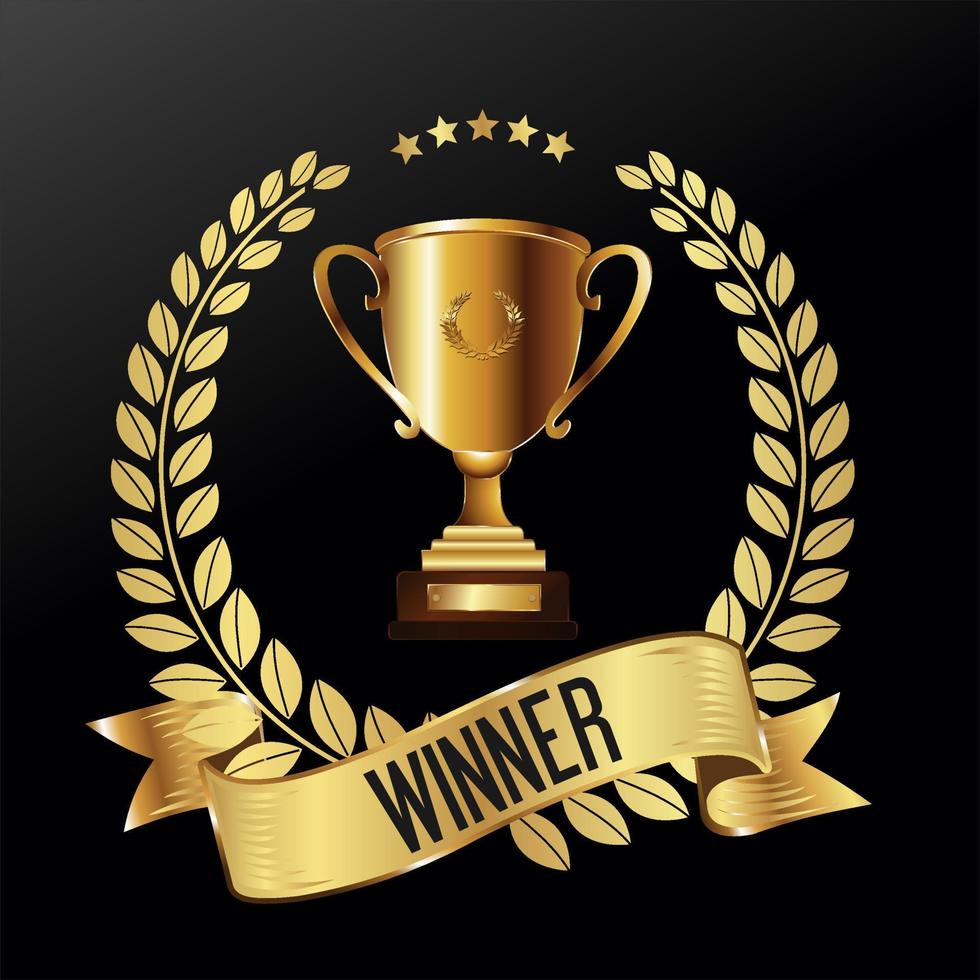 Trophy and awards laurel wreath golden collection vector
