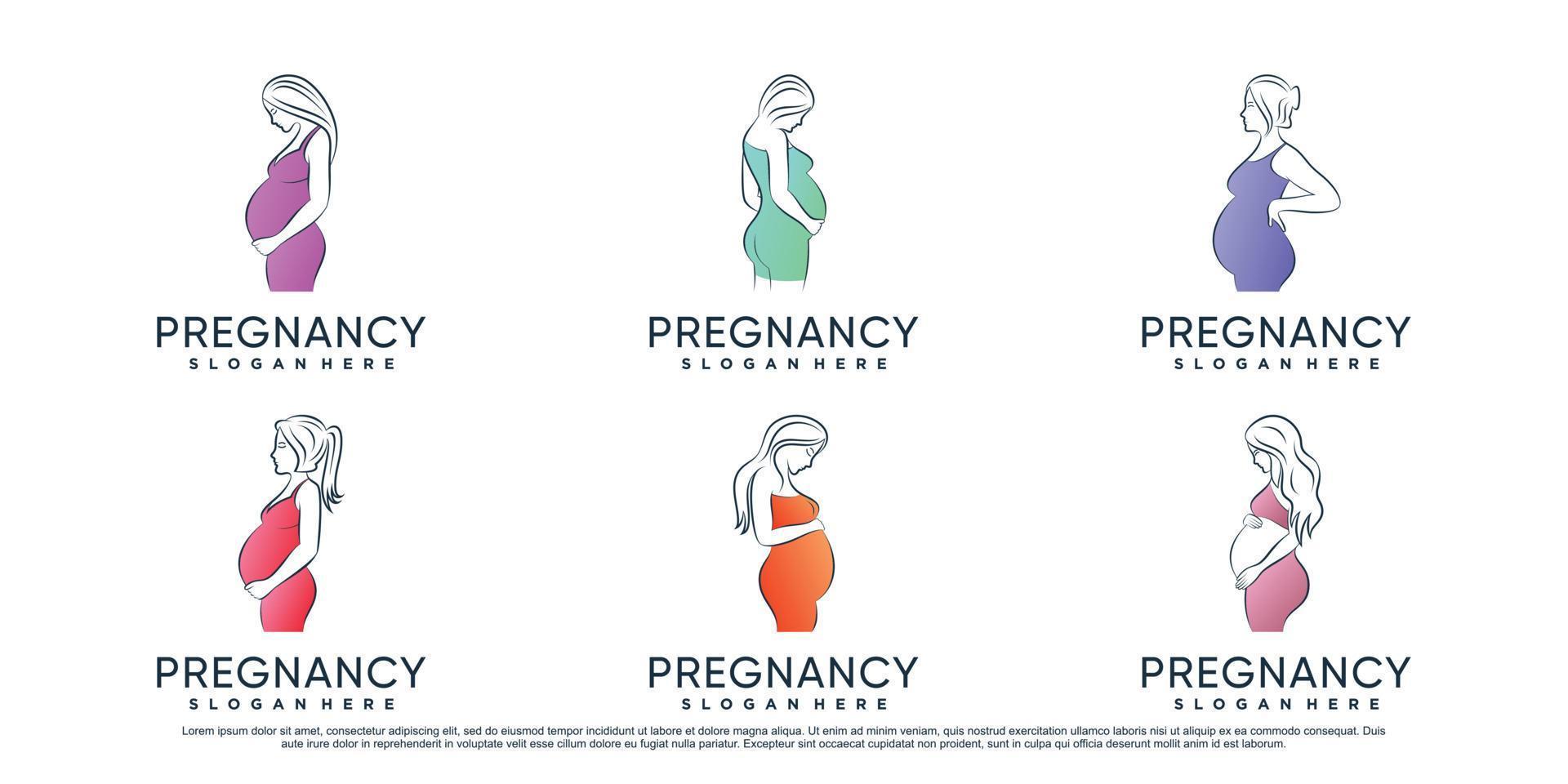 Set of pregnant women logo design bundle with creative concept vector