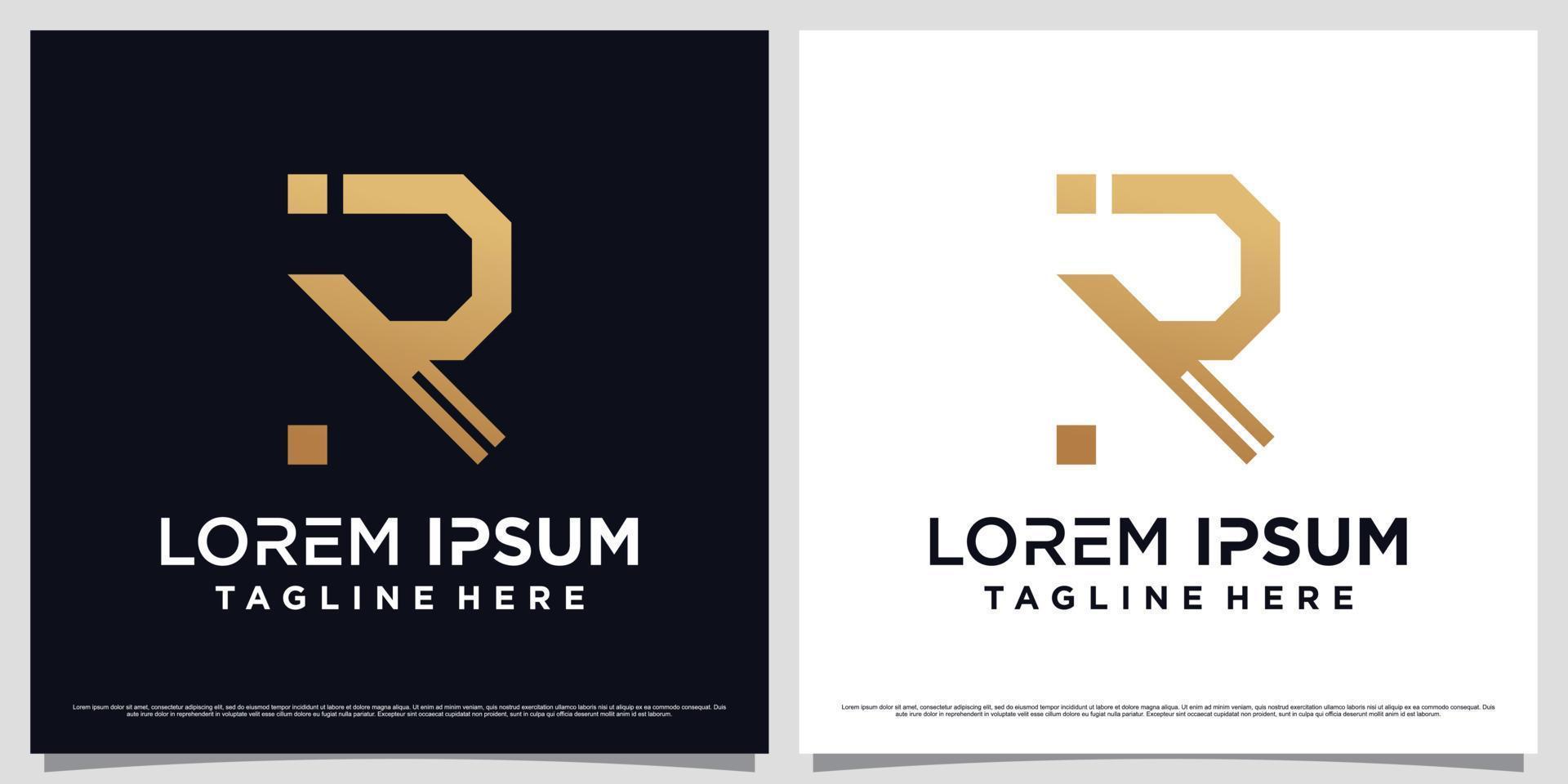 Golden gradient color letter r logo design template for business icon with creative concept vector