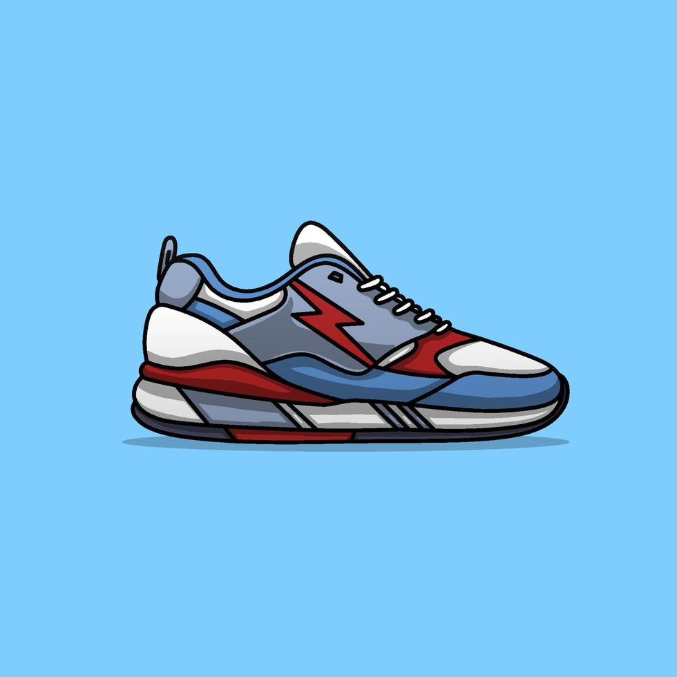 Blue white red shoes sneakers vector