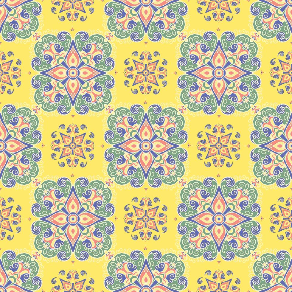 parttern transparente de color vintage de mosaico de dibujo a mano. estilo mayólica italiana vector