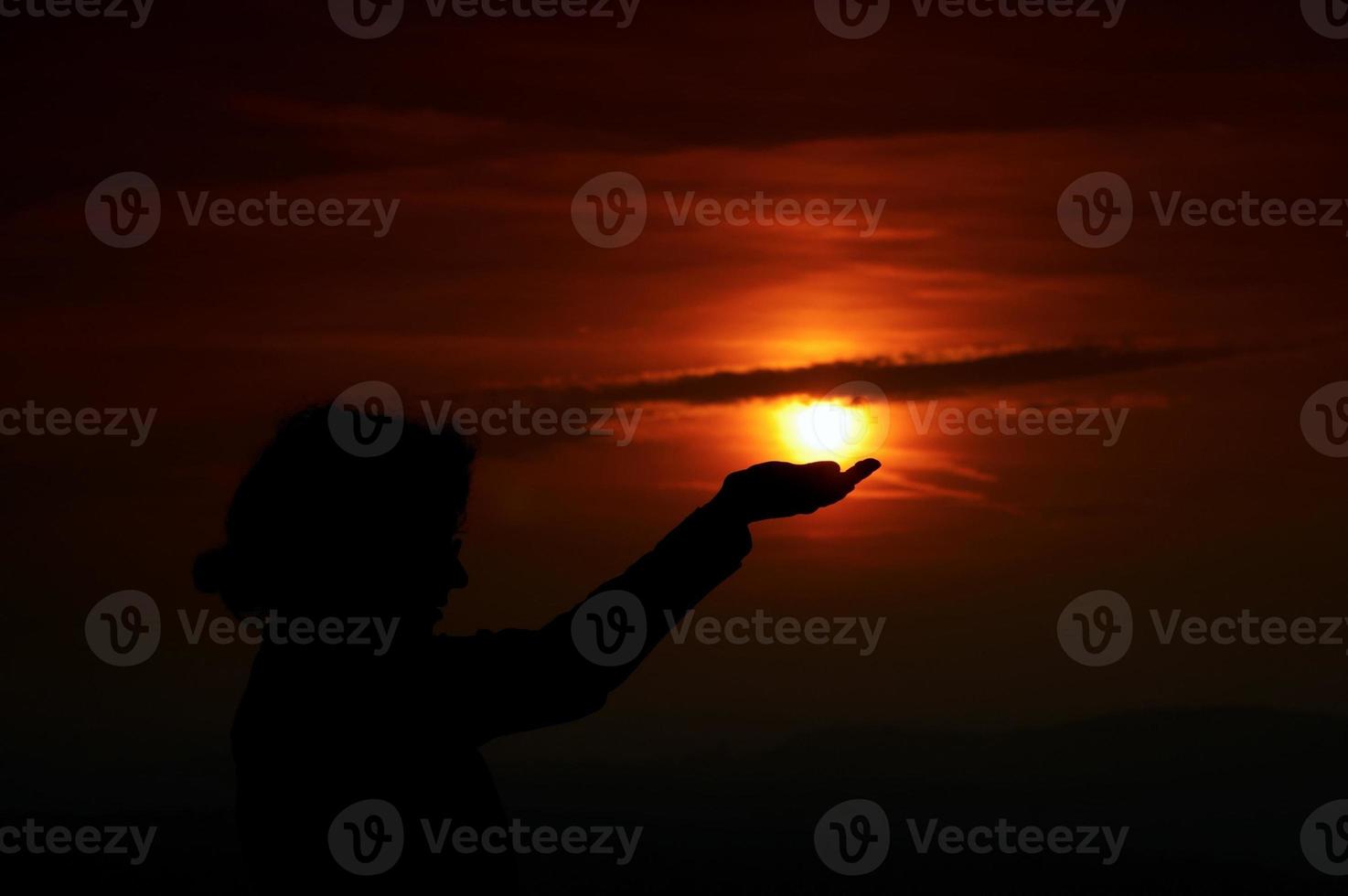 Girl and sunset photo