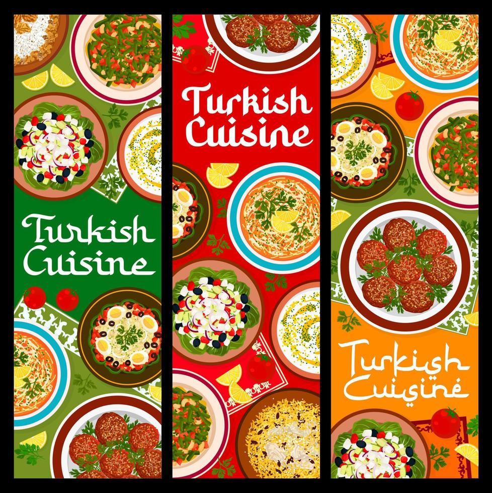 Turkish cuisine restaurant dishes vector banners