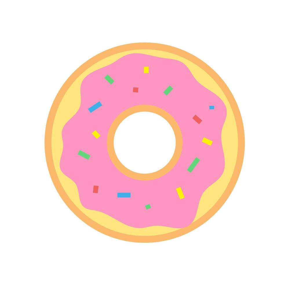 Hand-drawn cute isolated clipart illustration of donut with pink icing vector