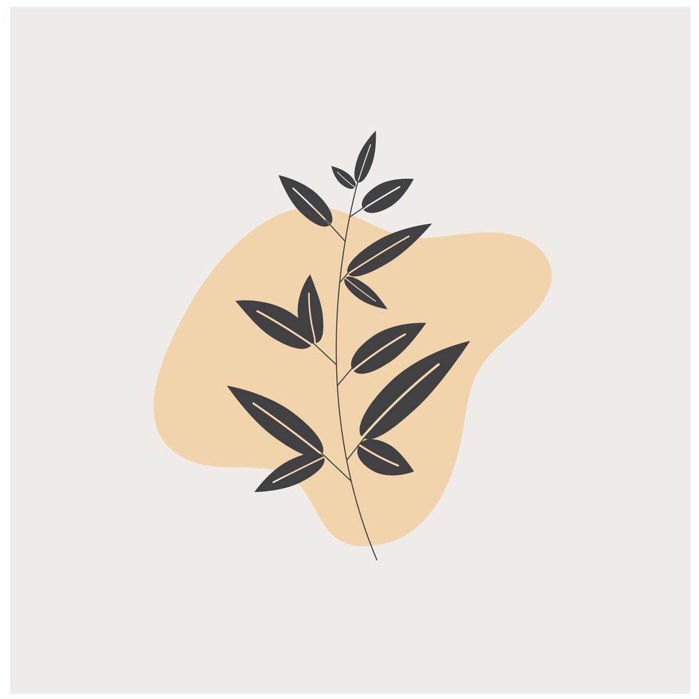 conjunto de vectores de arte de pared botánica. dibujo de arte de línea de follaje con forma abstracta. diseño de arte abstracto de plantas para impresión, portada, papel tapiz, arte de pared minimalista y natural. ilustración vectorial.