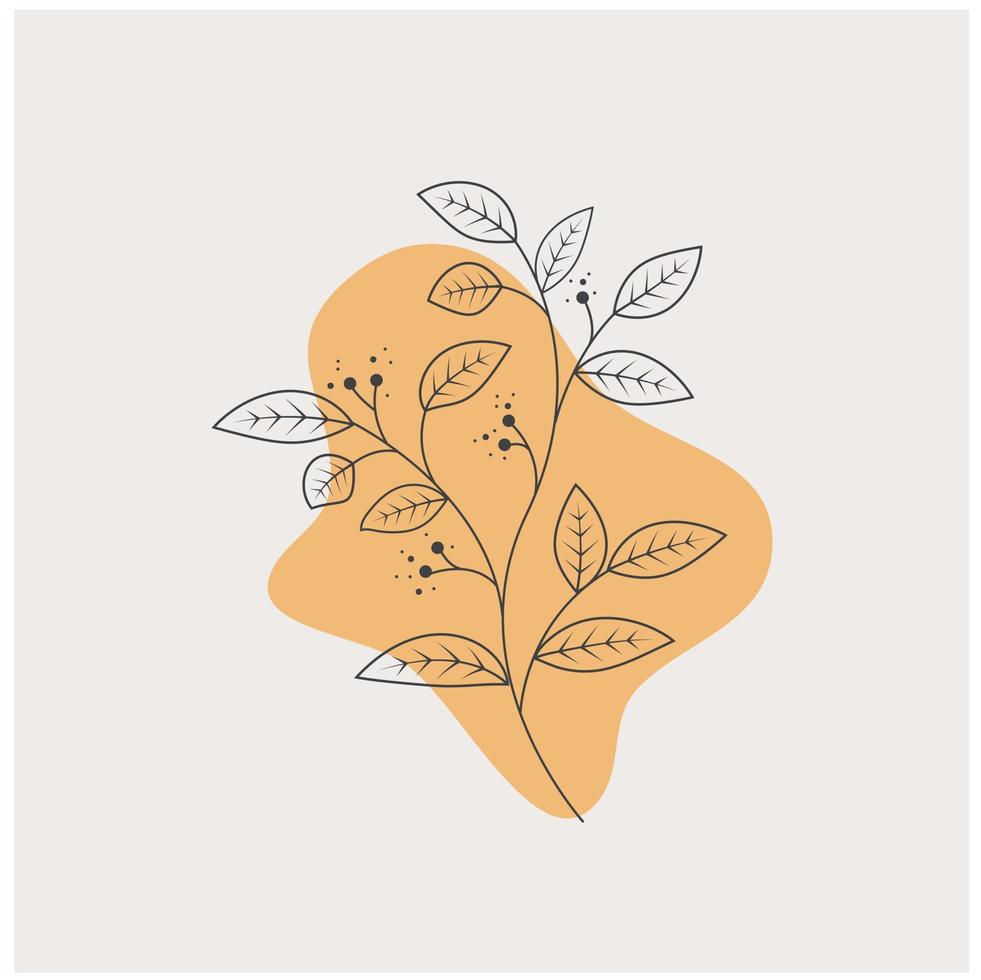 conjunto de vectores de arte de pared botánica. dibujo de arte de línea de follaje con forma abstracta. diseño de arte abstracto de plantas para impresión, portada, papel tapiz, arte de pared minimalista y natural. ilustración vectorial.