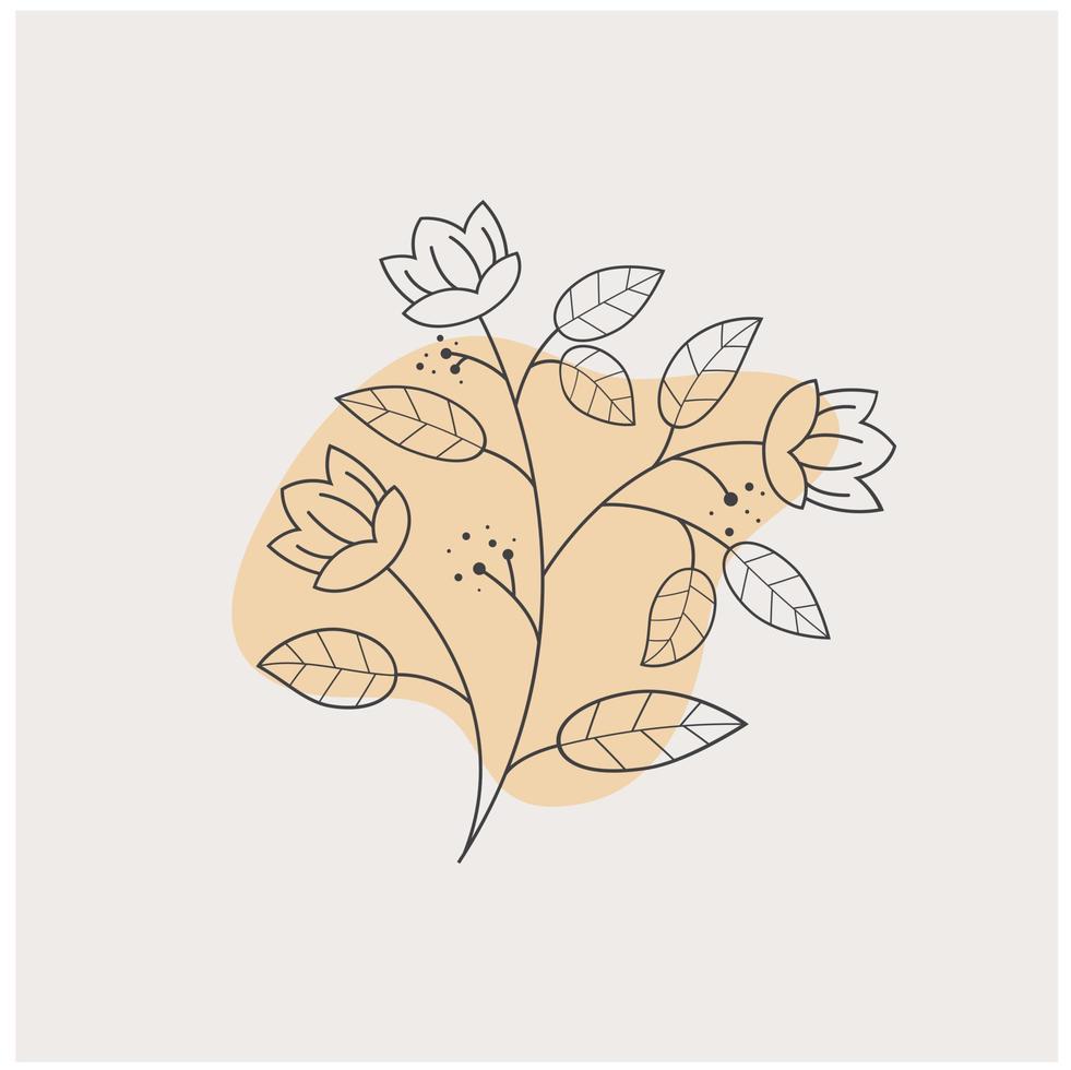 Botanical wall art vector set. Foliage line art drawing with abstract shape. Abstract Plant Art design for print, cover, wallpaper, Minimal and natural wall art. Vector illustration.