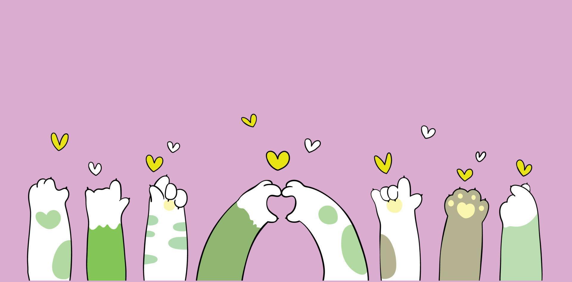 Cat paws with little heart vector