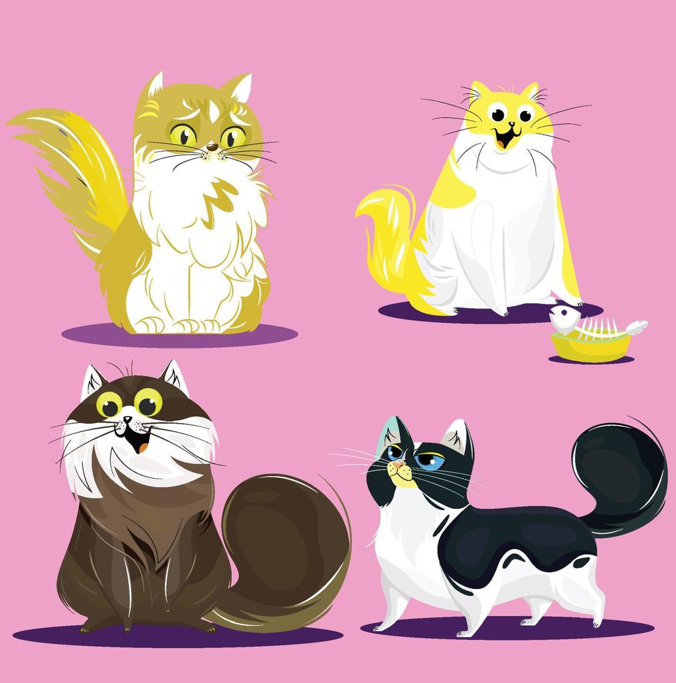 establecer gatos lindos ilustración vectorial vector