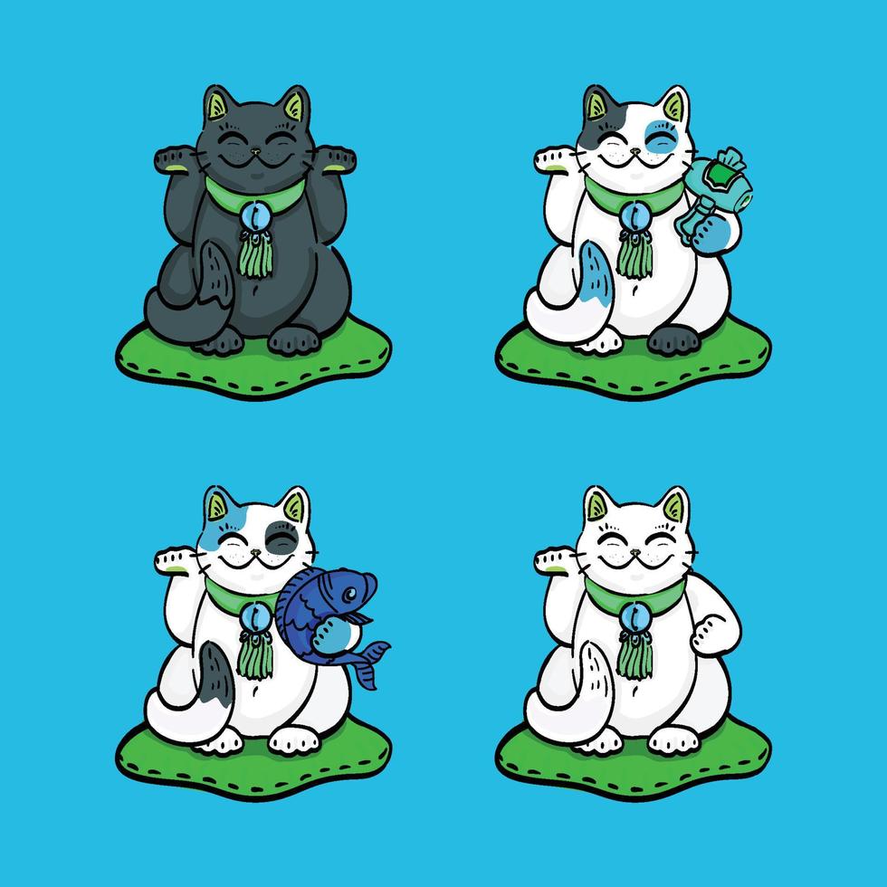 Four cats smile with different pose vector