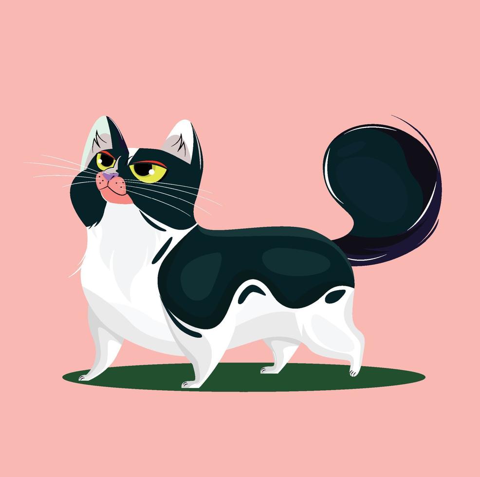 Cartoon cat looking up on a pink background vector