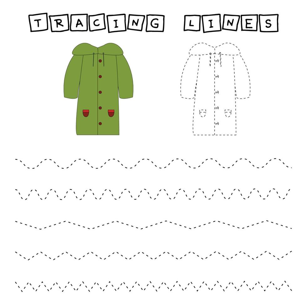 Trace line worksheet with fishes for kids, practicing fine motor skills.  Educational game for preschool children. vector