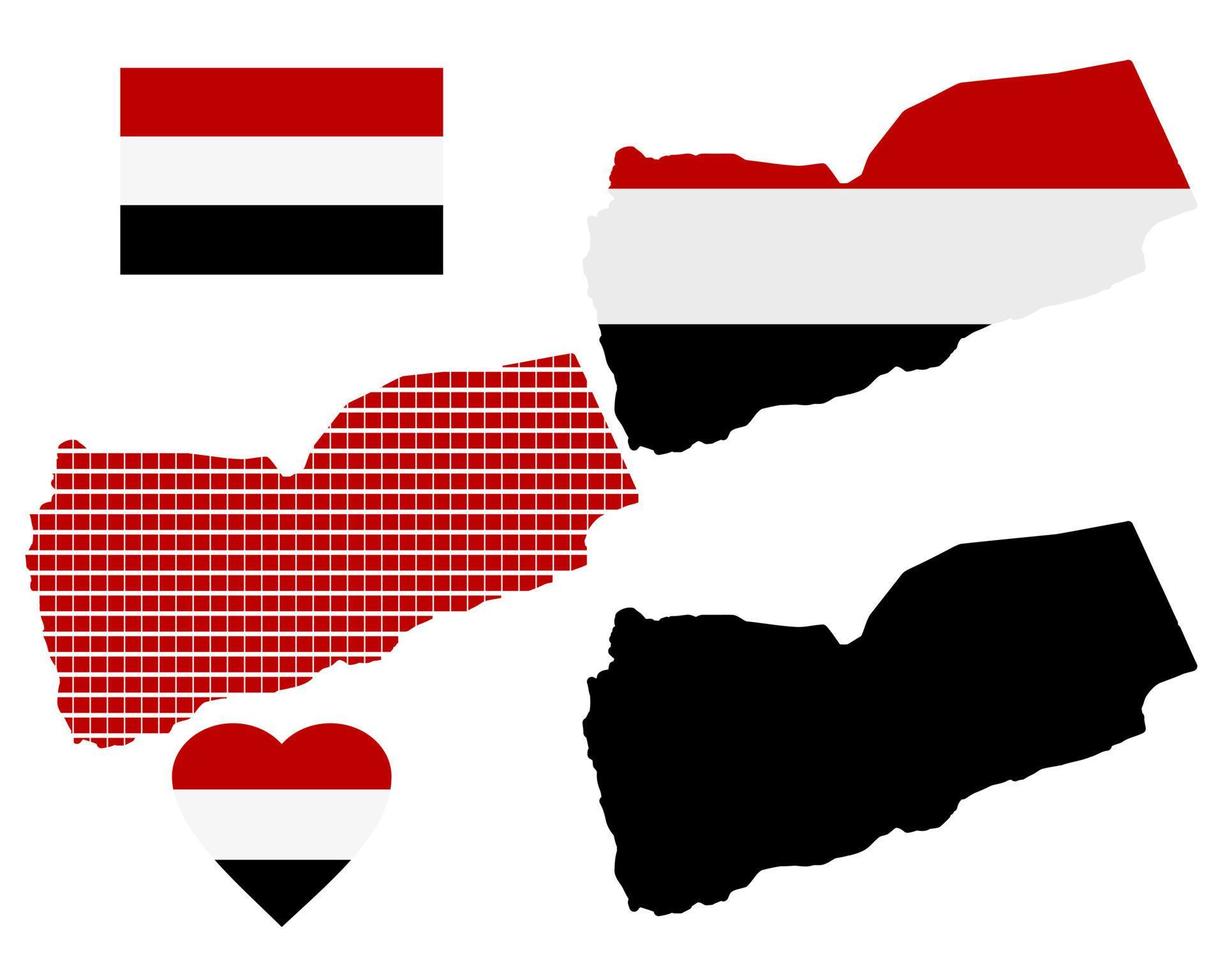 mapa de yemen y los diferentes tipos de caracteres sobre un fondo blanco vector