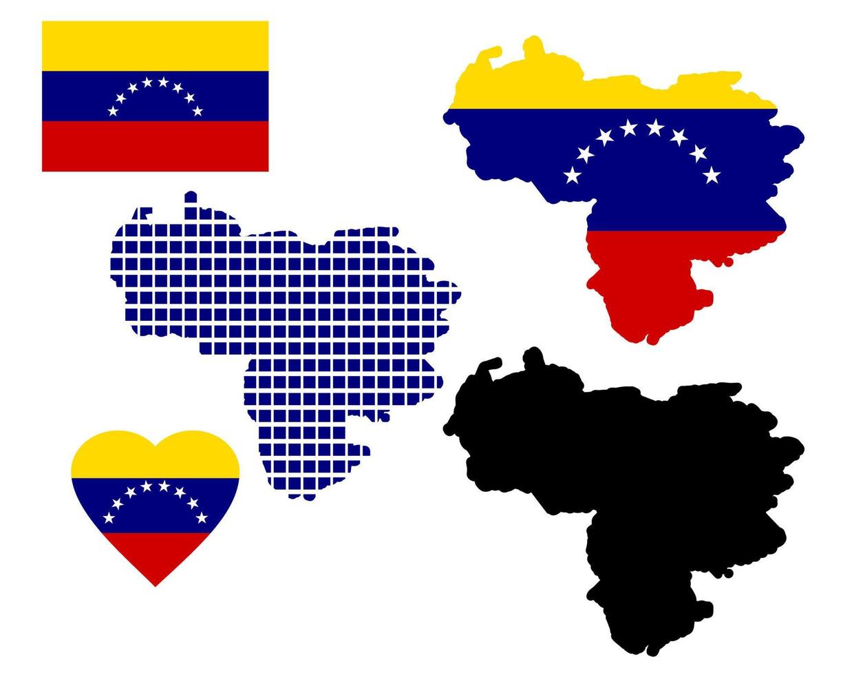 mapa de venezuela y diferentes tipos de símbolos sobre un fondo blanco vector