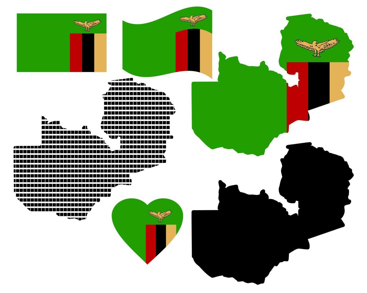 Map of Zambia and the different types of characters on a white background vector