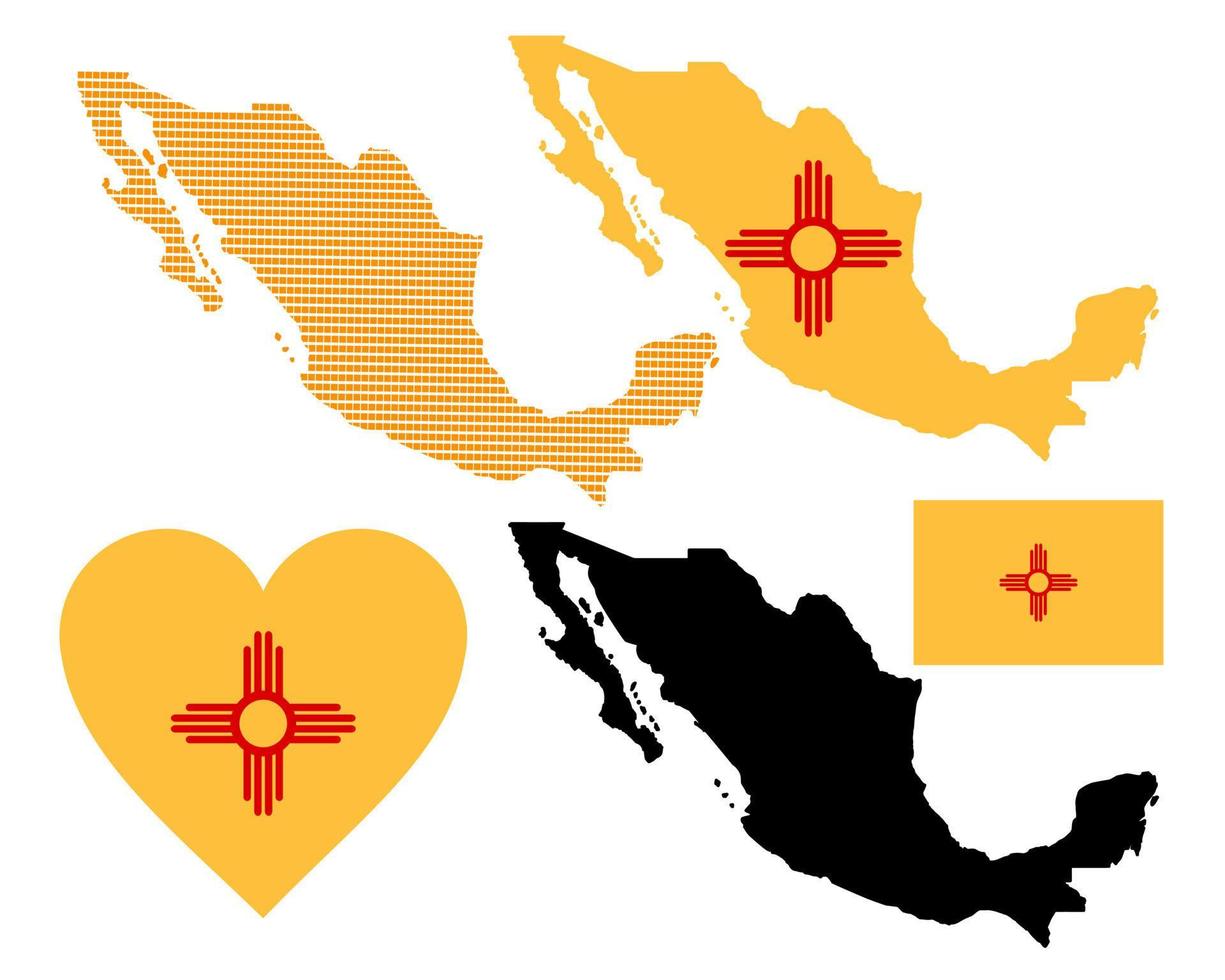 bandera de mapa y símbolo de México en un fondo blanco vector